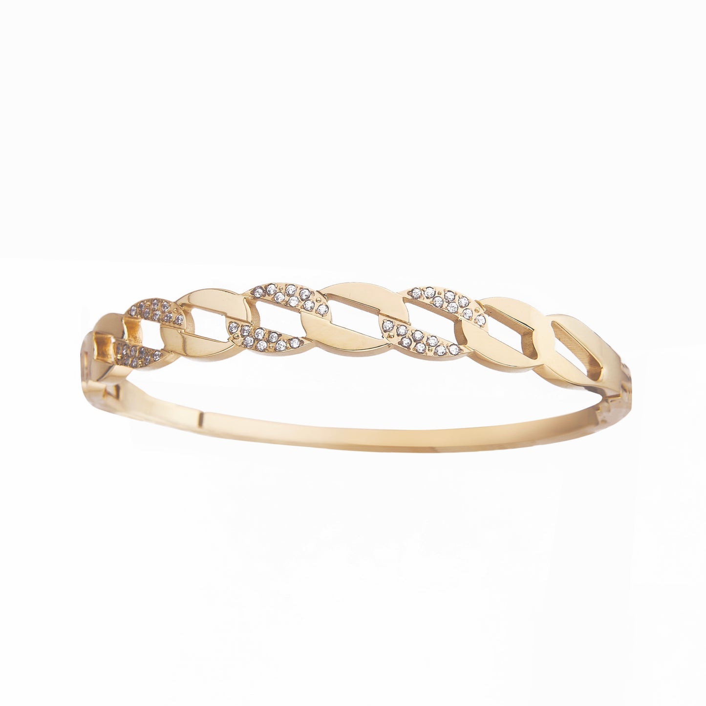 Bracelet Doré Chaîne Gourmette avec Strass – Style Élégant & Moderne