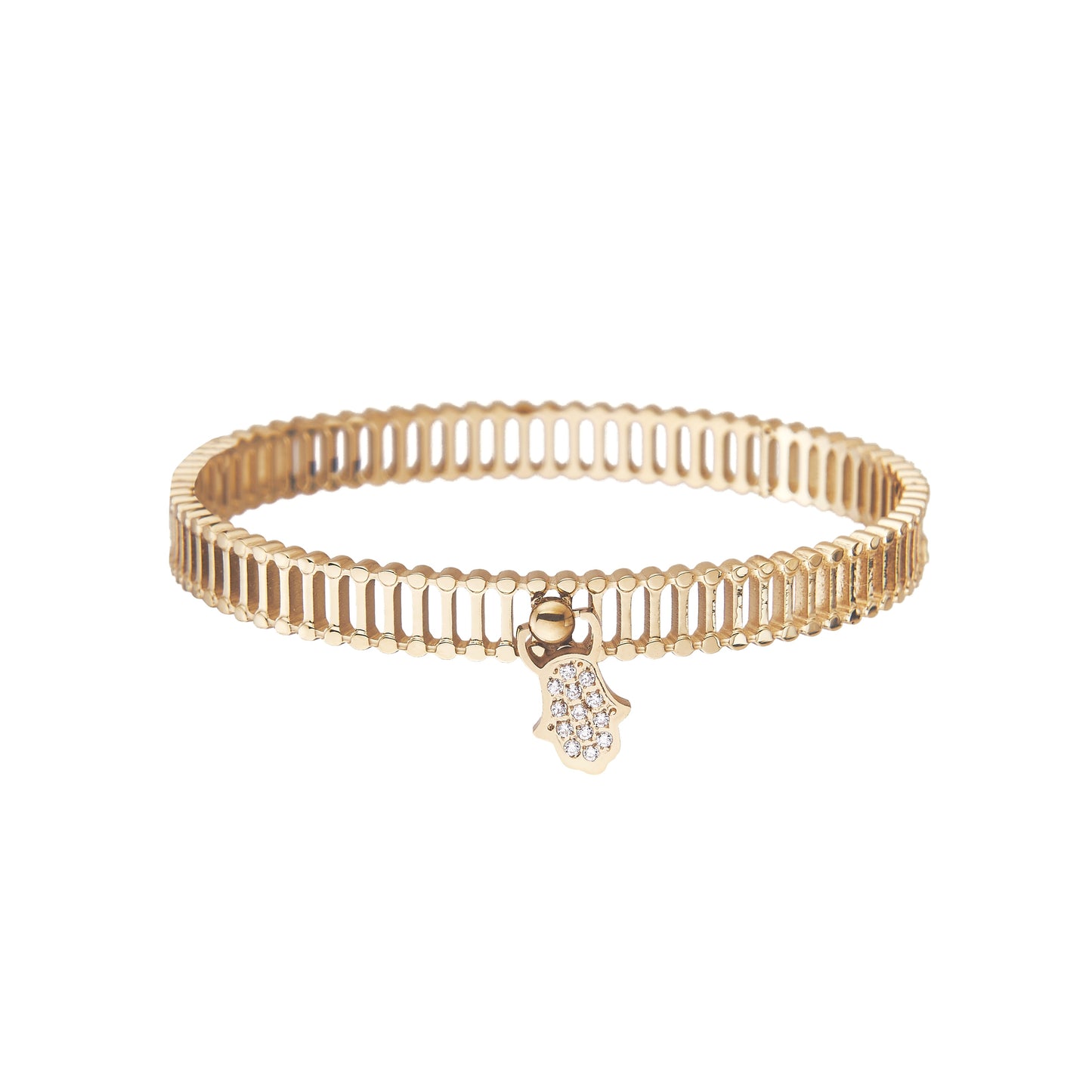 Bracelet Doré Élégant avec Pendentif Main de Fatma Strass