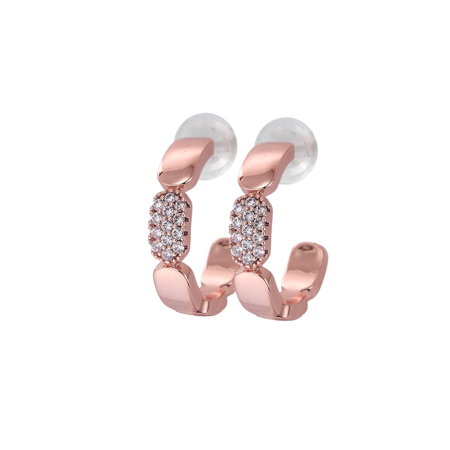 Demi-Créoles Rose Gold Pavées