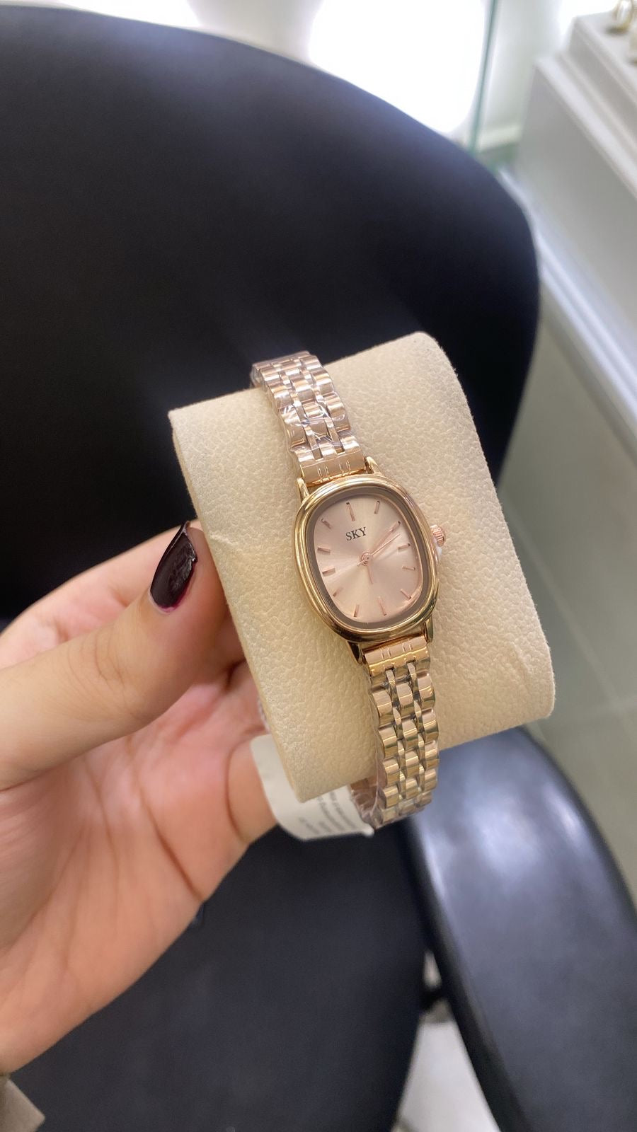 SKY Luxe Carrée Rosée – Bracelet Acier Premium