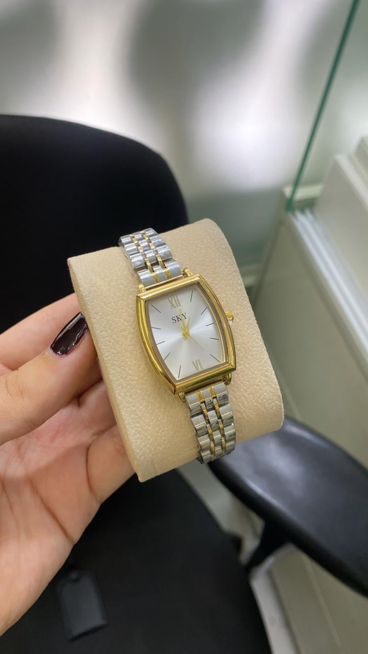 SKY Prestige Duo – Montre Rectangulaire Bicolore Or & Argent